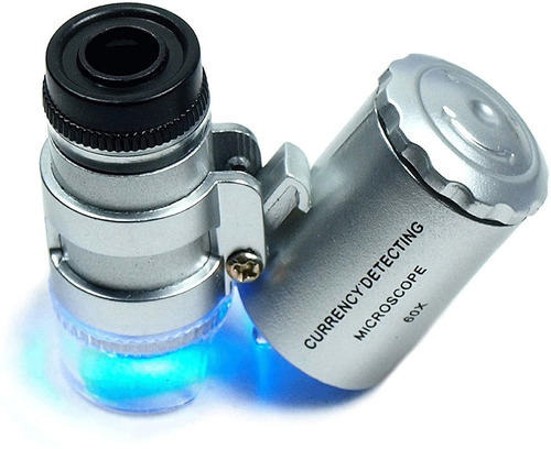 Mini 60x Microscopio De Aumento Con Luz Led Bolsillo Joyería