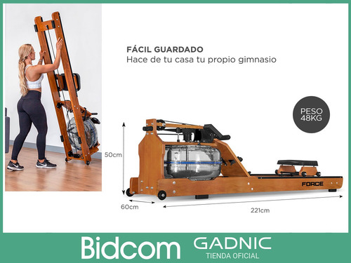 Imagen 8 de 10 de Simulador De Remo Gadnic Fit Agua Fitness Aerobico Madera