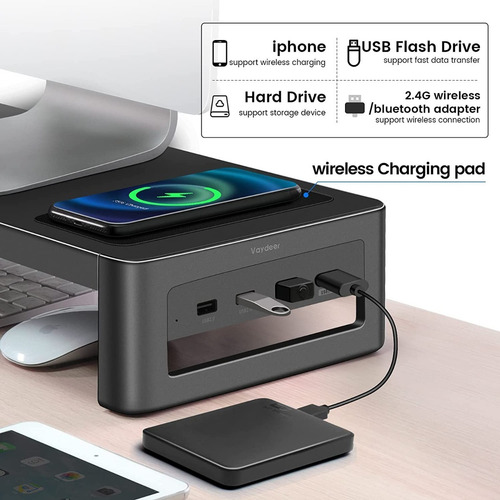 Soporte Para Monitor Con Cargador Inalámbrico Usb