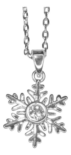 Collar Plateado Dije Copo Nieve Zirconia Acero Inoxidable