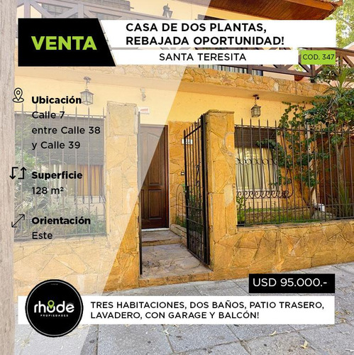 Casa En  Santa Teresita - Calle 6 Entre 38 Y 39