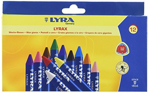 Lyra Lyrax Wax-giants Large Triangular Beeswax Crayons, Set 