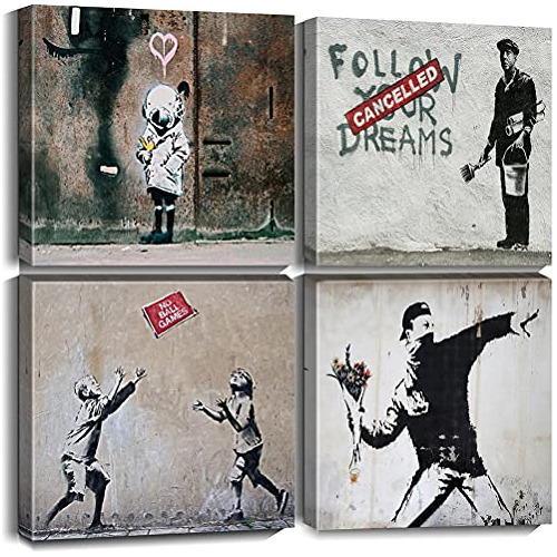 Arte De Pared Lienzo De Banksy Impresión De Graffiti P...