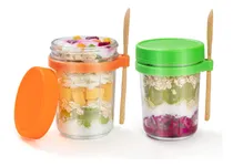 Comprar Recipientes De Avena Para Toda La Noche Con Tapas Y Cucharas