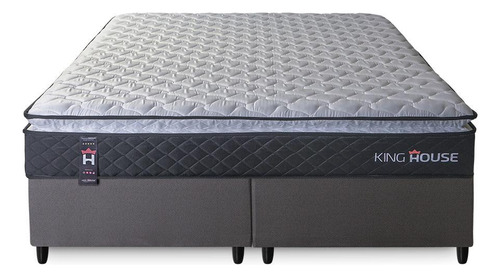 Conjunto Cama Box King Dakota Preto 193x203x57 Espuma D33