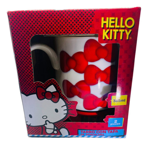 Taza De Porcelana Con Tapa Galletero Hello Kitty Original