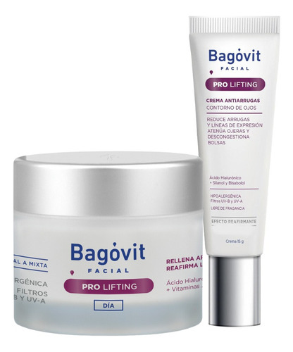 Combo Bagovit Facial Pro Lift Dia + Contorno De Ojos 