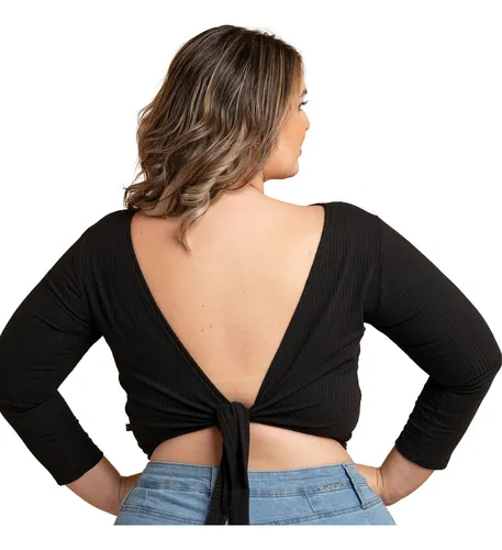 Blusa Envelope Feminina Cropped Multi Formas De Uso Malha