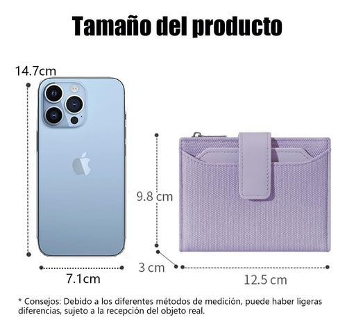 Cartera Para Mujer Con Bloqueo Rfid, Billetera Bifold Con