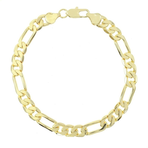 Esclava Pulsera De Hombre Mujer Figaro De Oro 14k Lamina 8mm