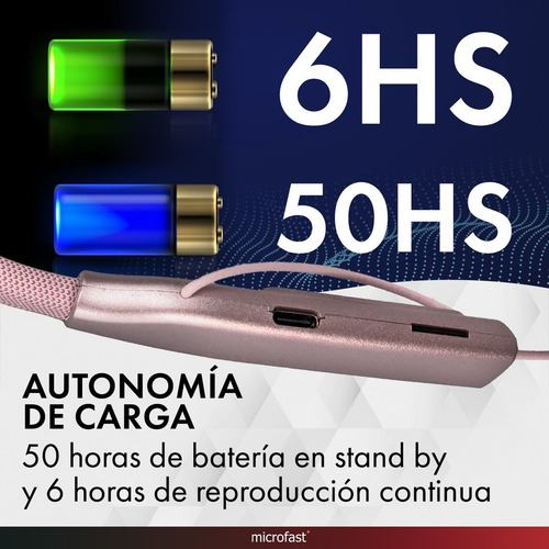 Imagen 2 de 9 de Auriculares Inalámbricos Bluetooth Deportivo Micro Sd 50hs