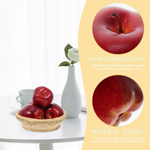 4 Pezas De Manzanas Rojas Artificiales, Manzanas Artificiale