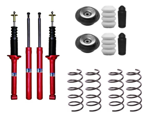 Kit Amortiguadores Espirales Cazoletas Tope Fuelle Vw Gol G3