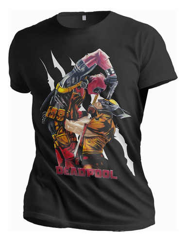 Playera Negra Deadpool Wolverine 035