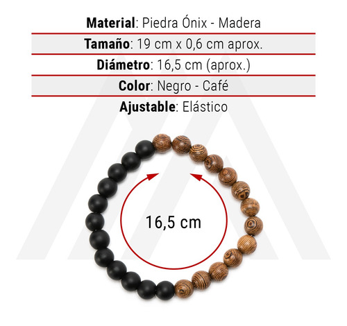 Imagen 7 de 10 de Pulsera De Piedras Naturales Madera Onix