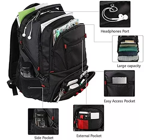 Mochila para laptop de 17 pulgadas, impermeable, extra grande, mochila de  viaje TSA antirrobo, mochila de negocios universitarios para hombres con