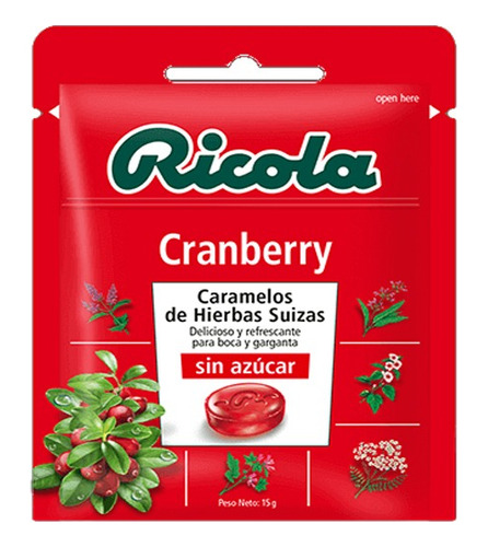 Caramelo Ricola Cranberry - 15 Gr.(5 Unidades) 
