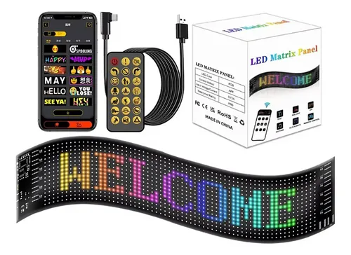 comprar Letrero Led Flexible Rgb Control App Usb Auto 16x96