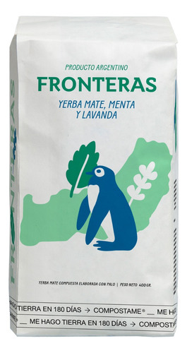 Yerba Mate Fronteras Menta Y Lavanda - Repuesto De 400gs