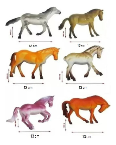 Brinquedo Cavalos 06pçs Animais Da Fazenda Tamanho 14cm Cada