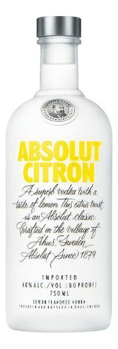 Absolut Limon Vodka Suecia Botella De 750 Ml Citron