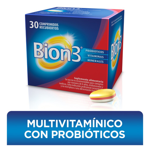 Bion 3 Vitaminas, Minerales Y Probióticos 30 Comprimidos