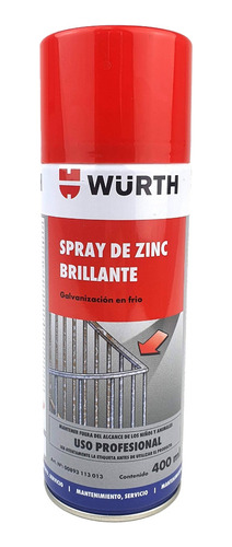 Zinc En Spray Brillante Aerosol Galvanizado 400ml Wurth - Fc