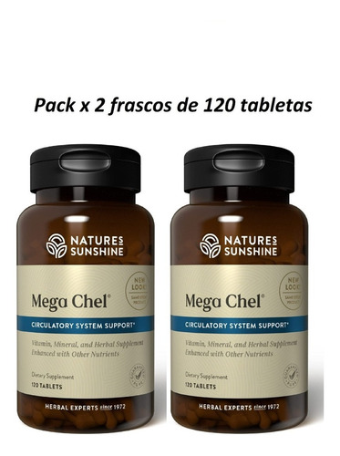 Natures Sunshine Mega Chel - 120 Tabletas Pack X2