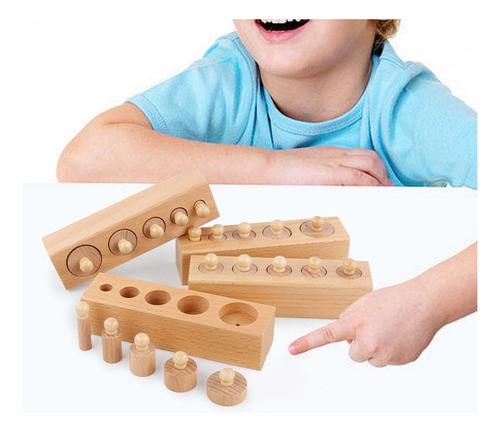 Bloques De Cilindros De Troncos Con Perilla De Madera,