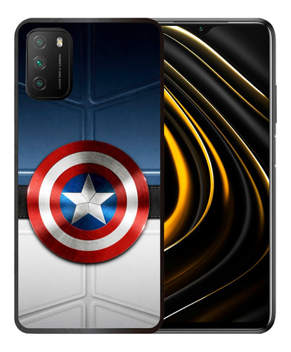 Funda Xiaomi Poco M3 Escudo Capitán América Tpu/pm Uso Rudo