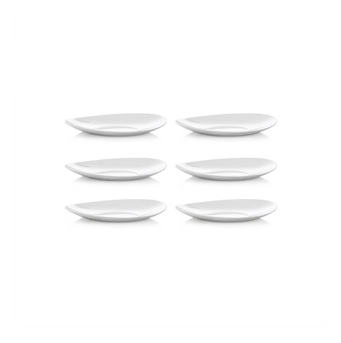 Set X6 Platos De Postre Ovalados Opalina Vidrio Templado