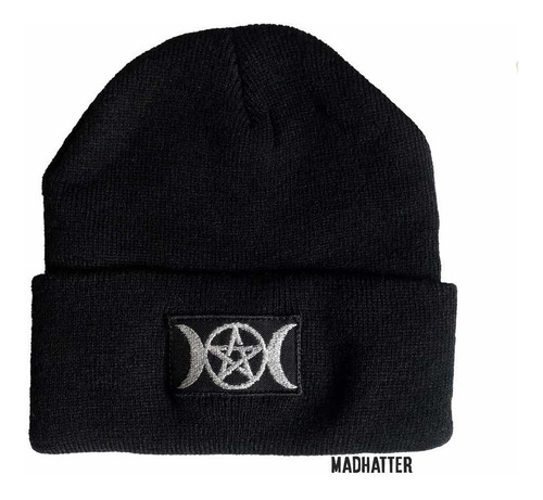 Gorro Beanie Invierno Wicca Pentagrama Lunas Triple Diosa