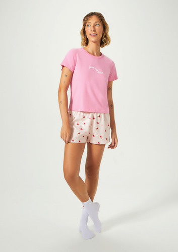 Pijama Curto Feminino Com Estampa Hering