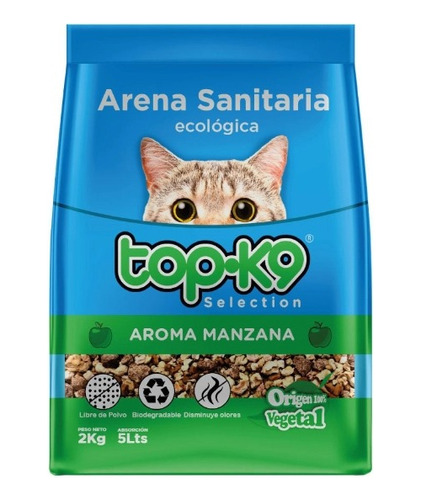 Arena Sanitaria Ecológica Top-k9 Manzana 2 Kilos 