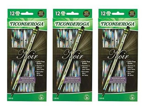 Lápices - Ticonderoga Noir Black Wood-cased #2 Pencils, Holo