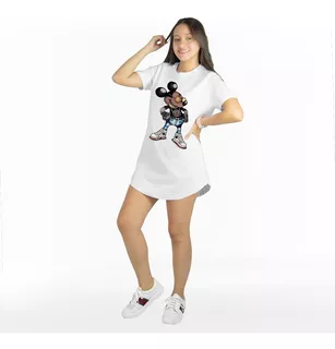 Vestido Camisetão Longline Feminino Mickey Mouse Player Sete