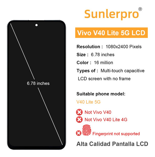 Para Vivo V40 Lite 5g Pantalla Lcd
