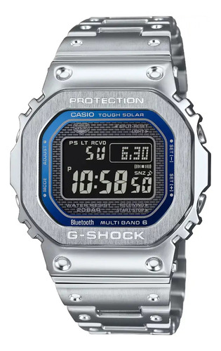 Reloj Casio G-shock Gmw-b5000d-2 Hombre Ts Correa Plateado Bisel Plateado Fondo Azul