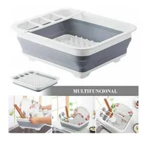 Comprar Secaplatos Escurridor Colador Plegable Silicona Multifunción Color Blanco con Gris