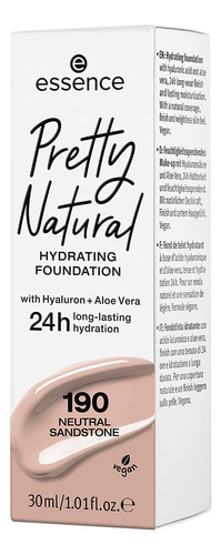 Base de maquillaje Essence Base de maquillaje hidratante de Essence que contiene ácido hialurónico y aloe vera proporcionando una hidratación durante 25 hrs. Tono Neutral Sandstone Base de maquillaje hidratante de Essence que contiene ácido hialurónico y aloe vera proporcionando una hidratación durante 25 hrs. Tono Neutral Sandstone