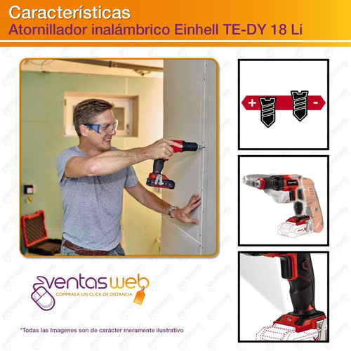Imagen 3 de 6 de Atornillador Drywall Einhell Durlock Inalambrico + Bateria