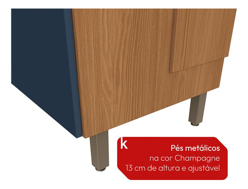 Cozinha Compacta Luna Com Cuba De Pia Kappesberg Canela/azul