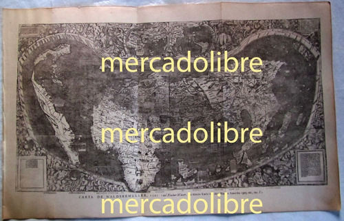 Antiguo Mapa Planisferio Waldseemuller 1507 America Plano