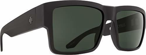 Gafas De Sol Planas Spy Optic Cyrus, Negro Mate / Gris Feliz