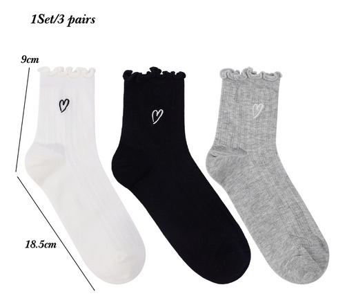 Calcetines Con Volantes De Algodón Con Estampado De Amor, 3