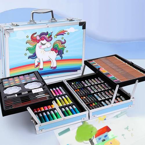 Imagen 8 de 8 de Kit De Lápices De Dibujo Marcadores Plumones Punta 145 Pcs