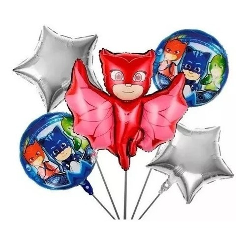 5 Globos Pj Masks Catboy Superhoroe Pijamas Cumpleaños Party