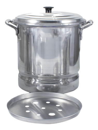 Olla Vaporera Aluminio Con Tapa Y Disco 31 Litros Vencort
