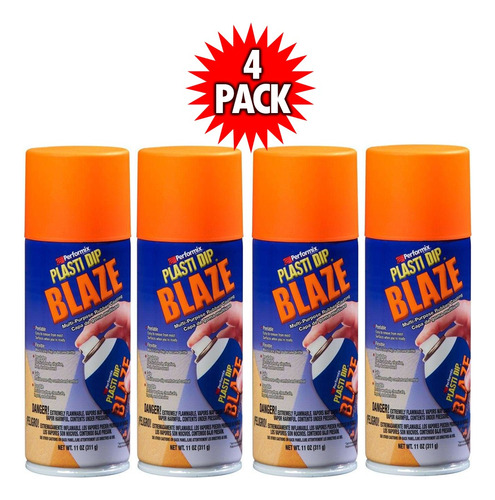 4 Plasti Dip Pintura Plástica Spray Aerosol Naranja Brillant