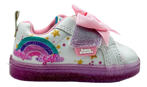 Tenis Bubble Gummers Maddi Blanco Moño Niña Arcoiris